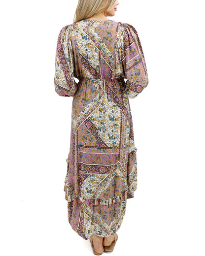 Back stock shot of Arabelle Hi-Low Patchwork Floral Dress