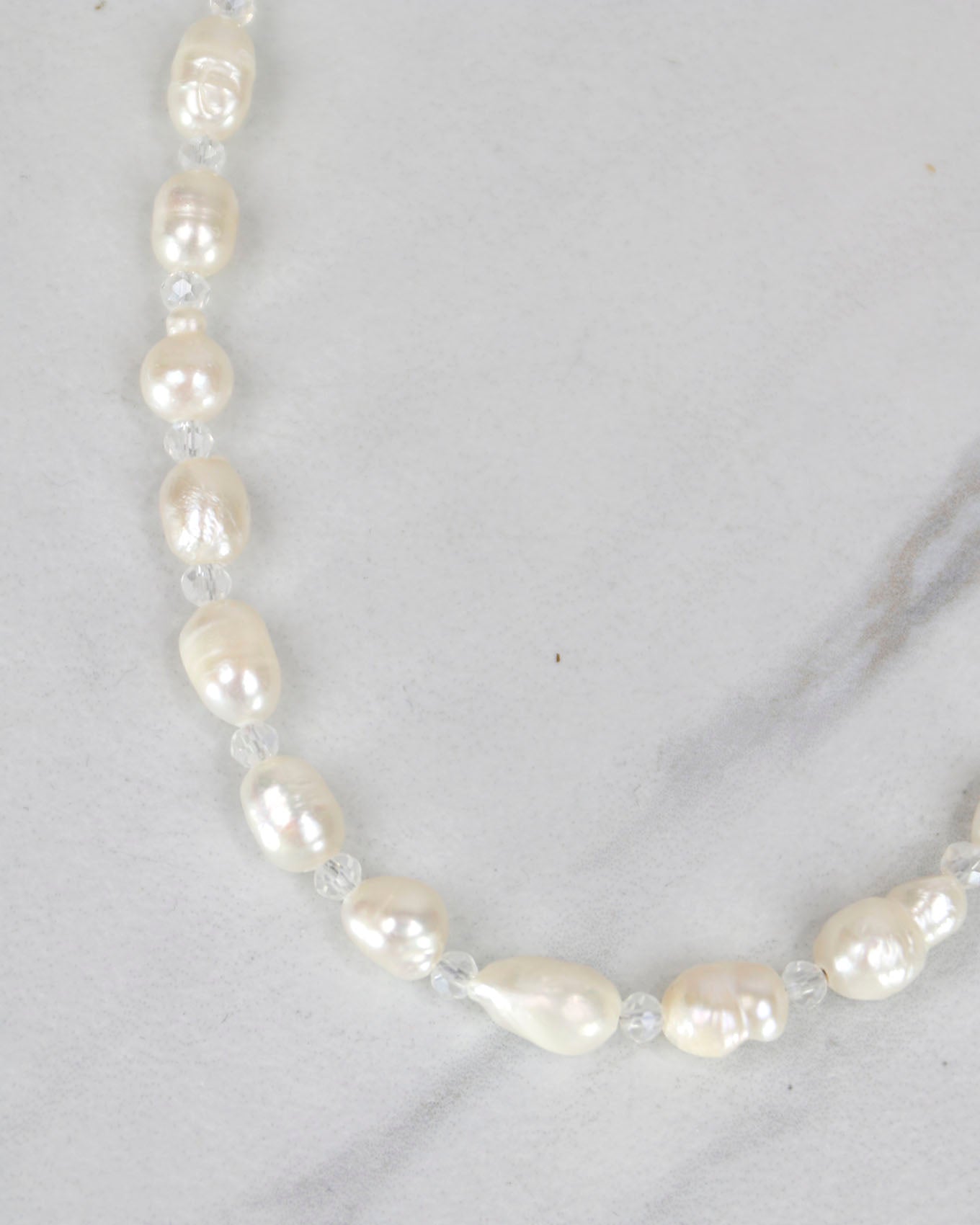 Close up view of Beaded Pearl Necklace