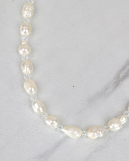 Close up view of Beaded Pearl Necklace