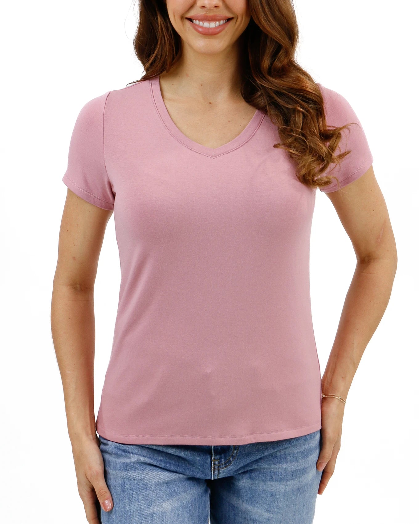 Best Fit V-Neck Tee in Pink