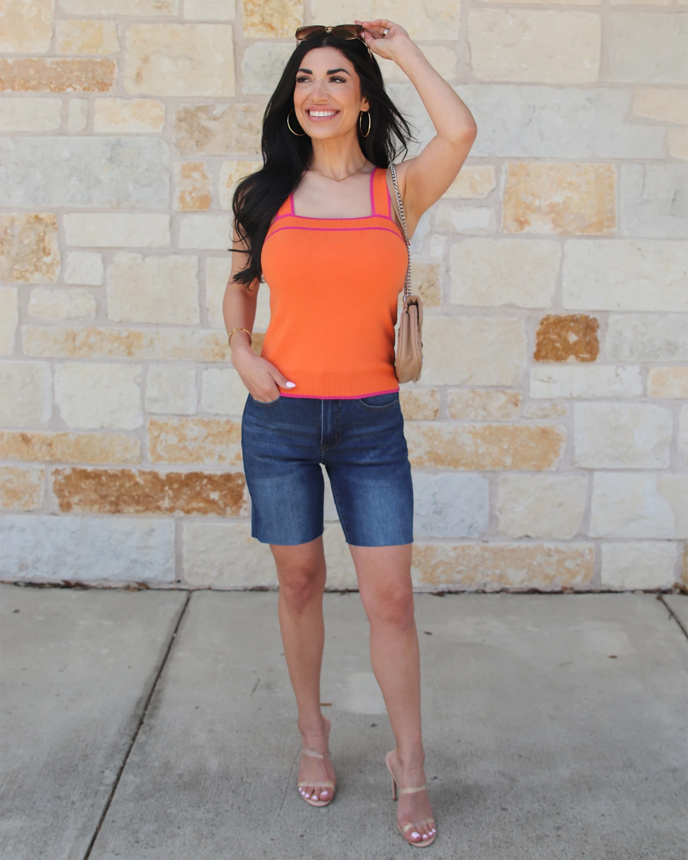 orange tank top