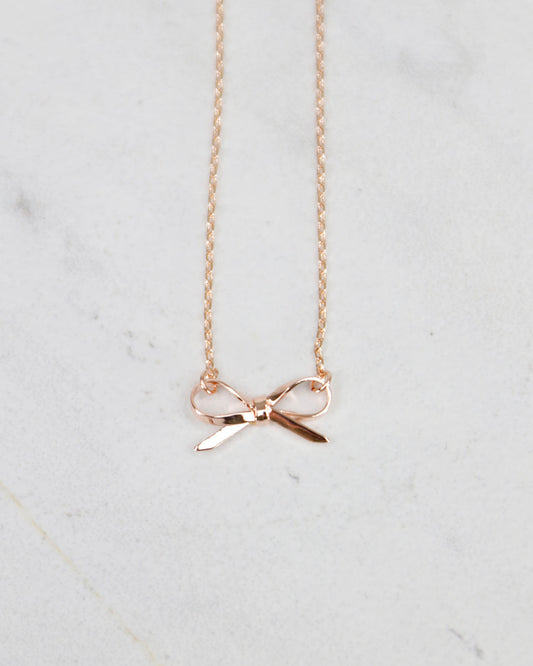 Rose gold bow necklace