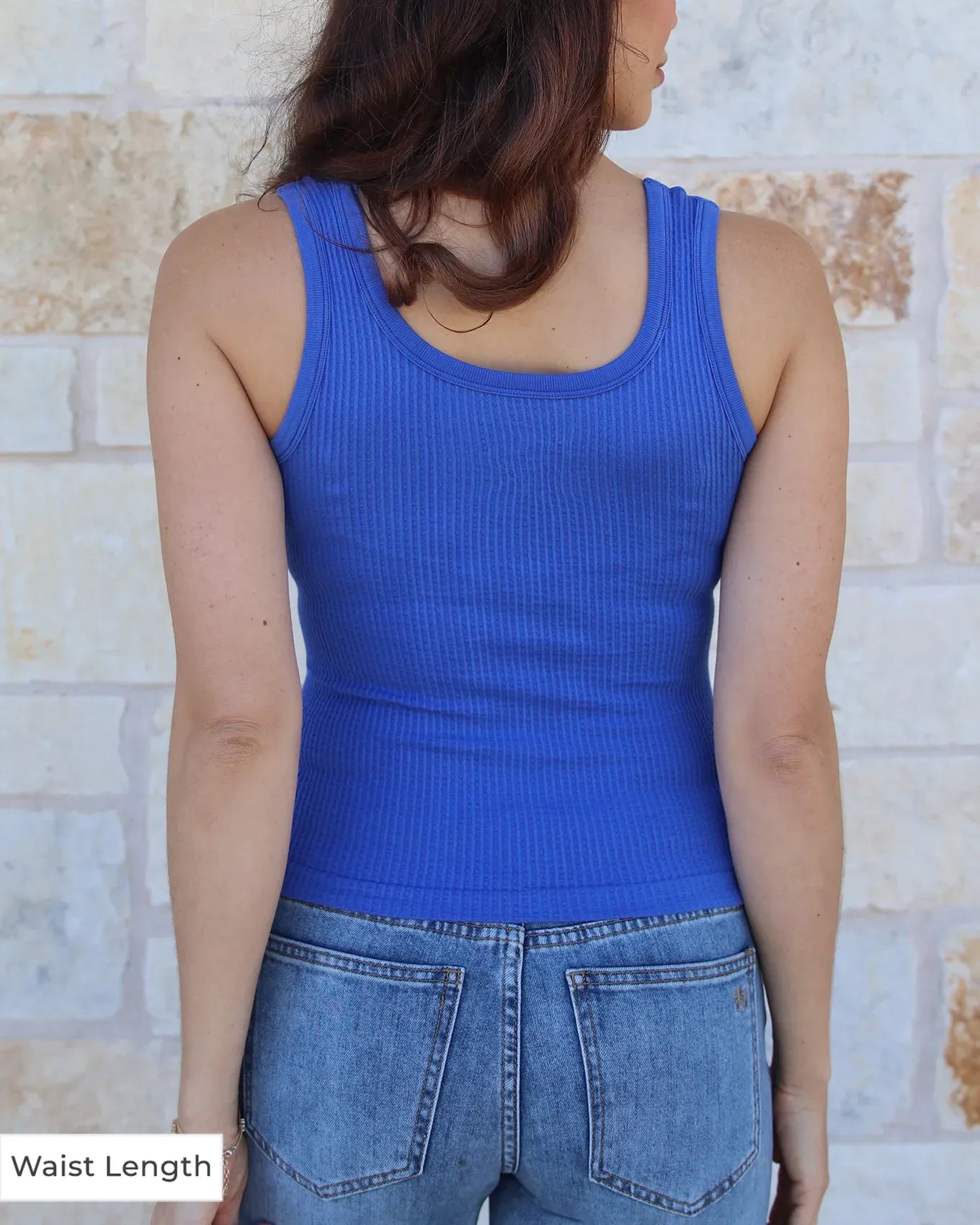 blue crop tank top