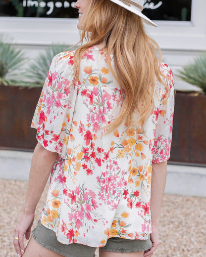 Back view of Floral Brooklyn Flowy Blouse