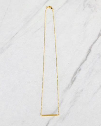 Stock shot of Brushed Gold Bar Necklace
