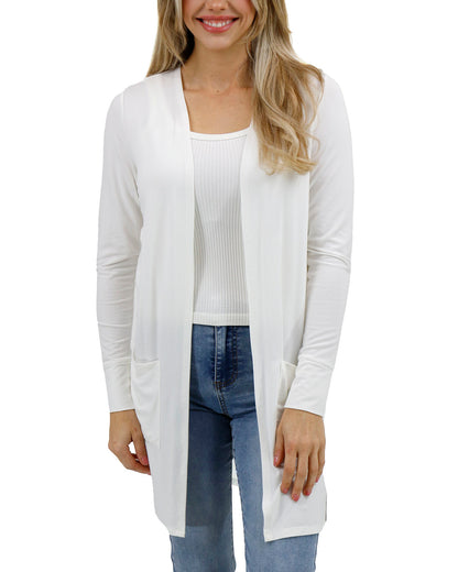 Front stock shot of Ivory Casual Day Modal Cardigan