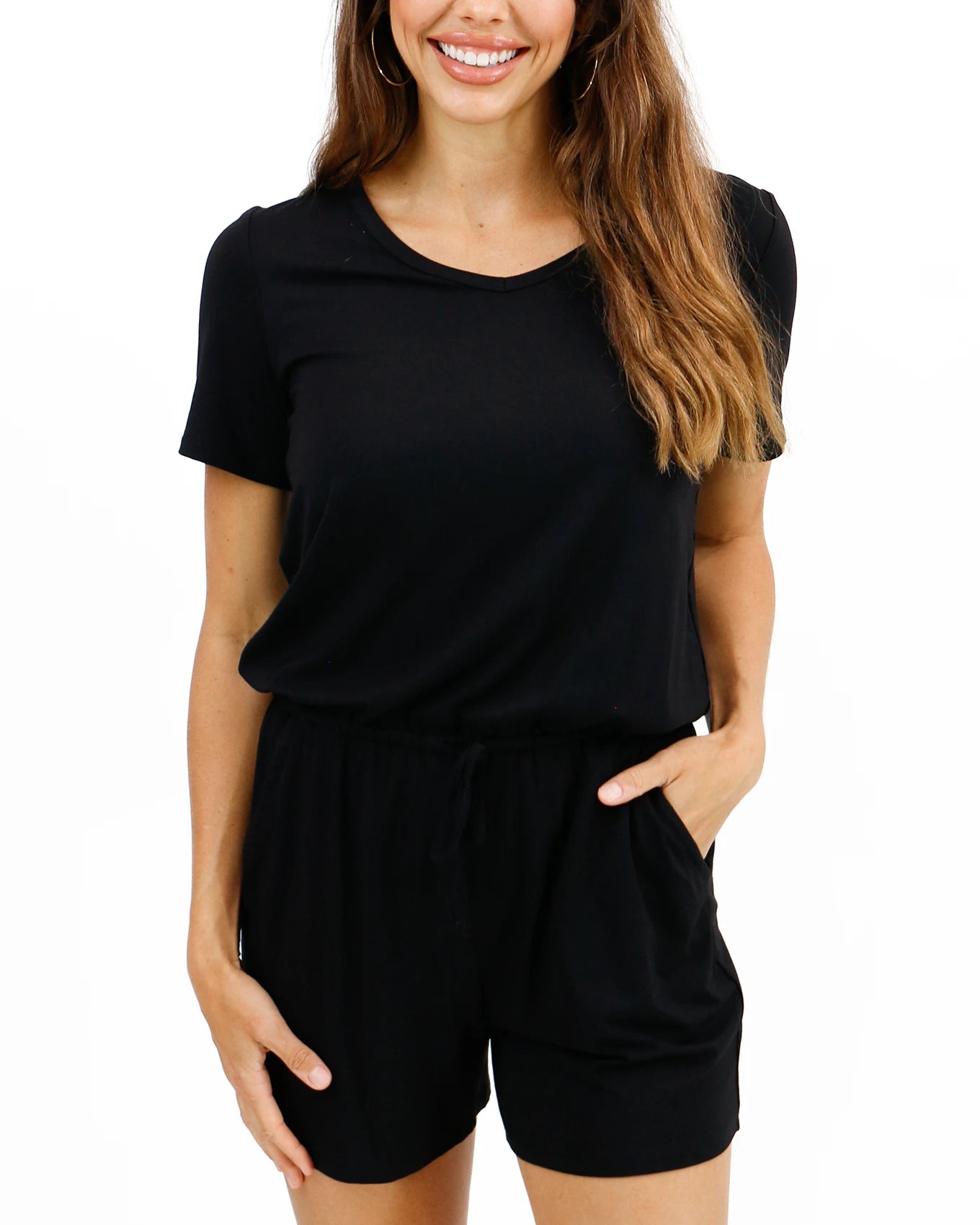 Casual Day Black Modal Romper