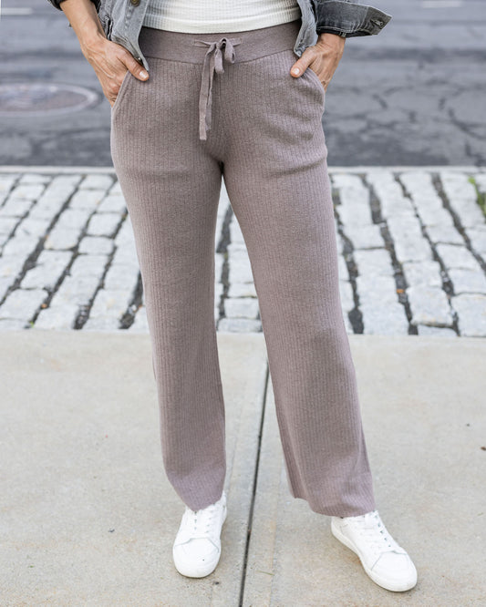 Front view of Almondine Classic and Cozy Ribbed Sweater Pants Front view of Almondine Classic and Cozy Ribbed Sweater Pants