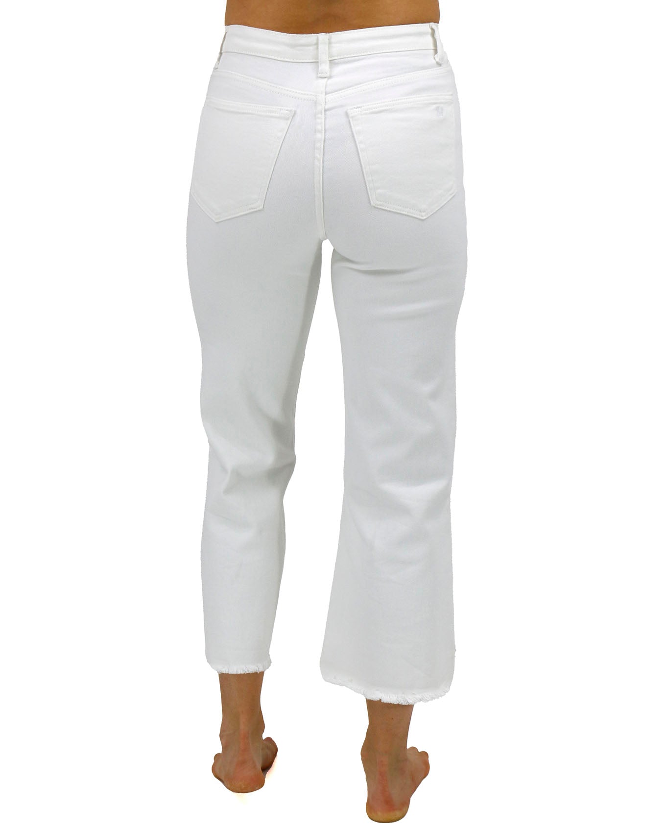 Back stock shot of Cropped White Wide Leg Denim