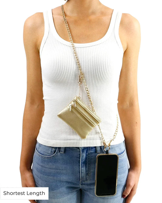 Gold Crossbody Cell Phone Chain w/ Wallet Gold Crossbody Cell Phone Chain w/ Wallet