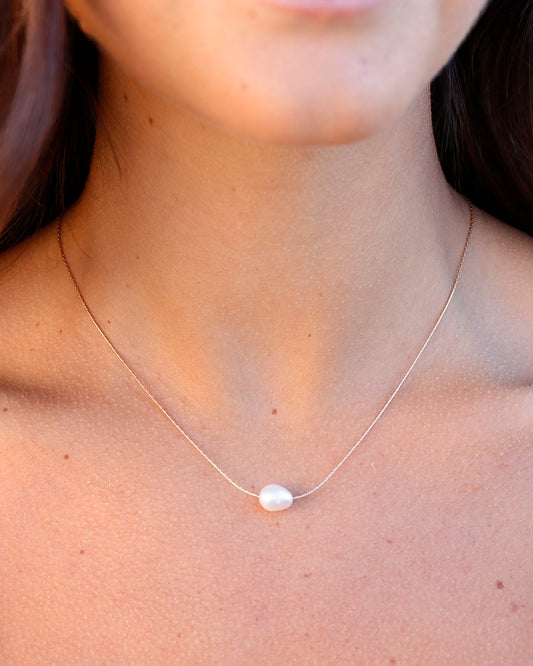 Front view of Drop Pearl Necklace