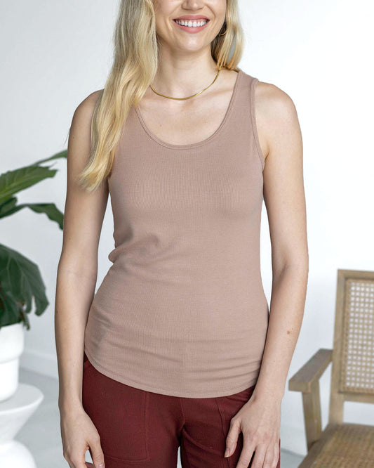 Essential Ribbed Nude Fitted Tank Top Essential Ribbed Nude Fitted Tank Top