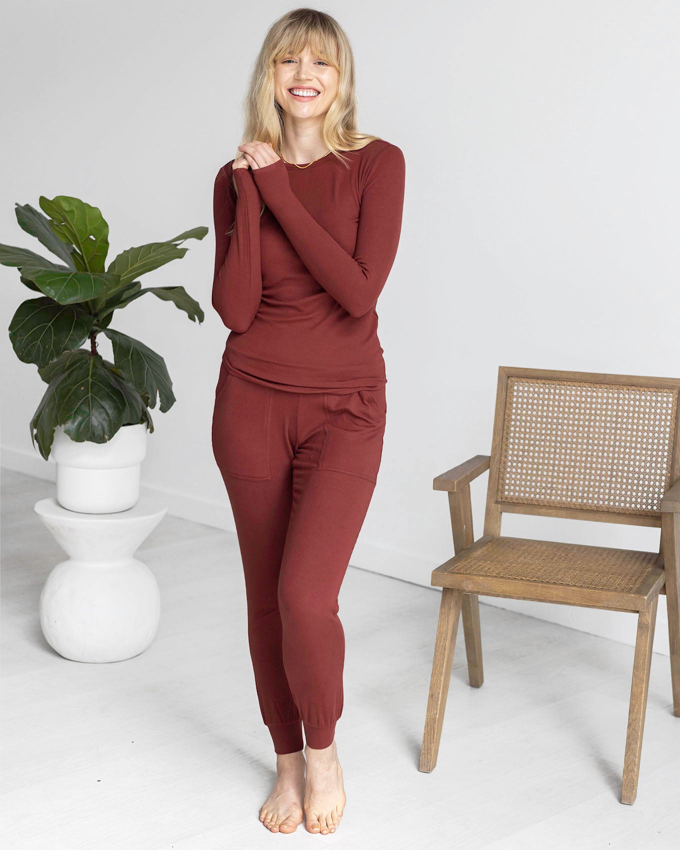 Essential Ribbed Rust Jogger Pants - FINAL SALE