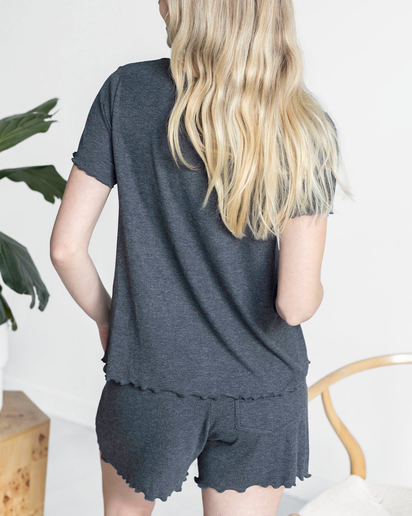 Essential Ribbed Charcoal Relaxed Fit Tee - FINAL SALE
