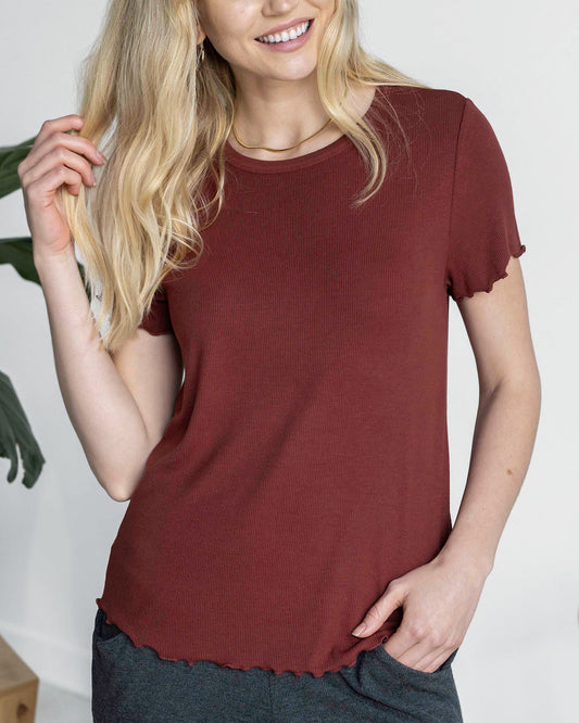 Essential Ribbed Rust Relaxed Fit Tee - FINAL SALE Essential Ribbed Rust Relaxed Fit Tee - FINAL SALE