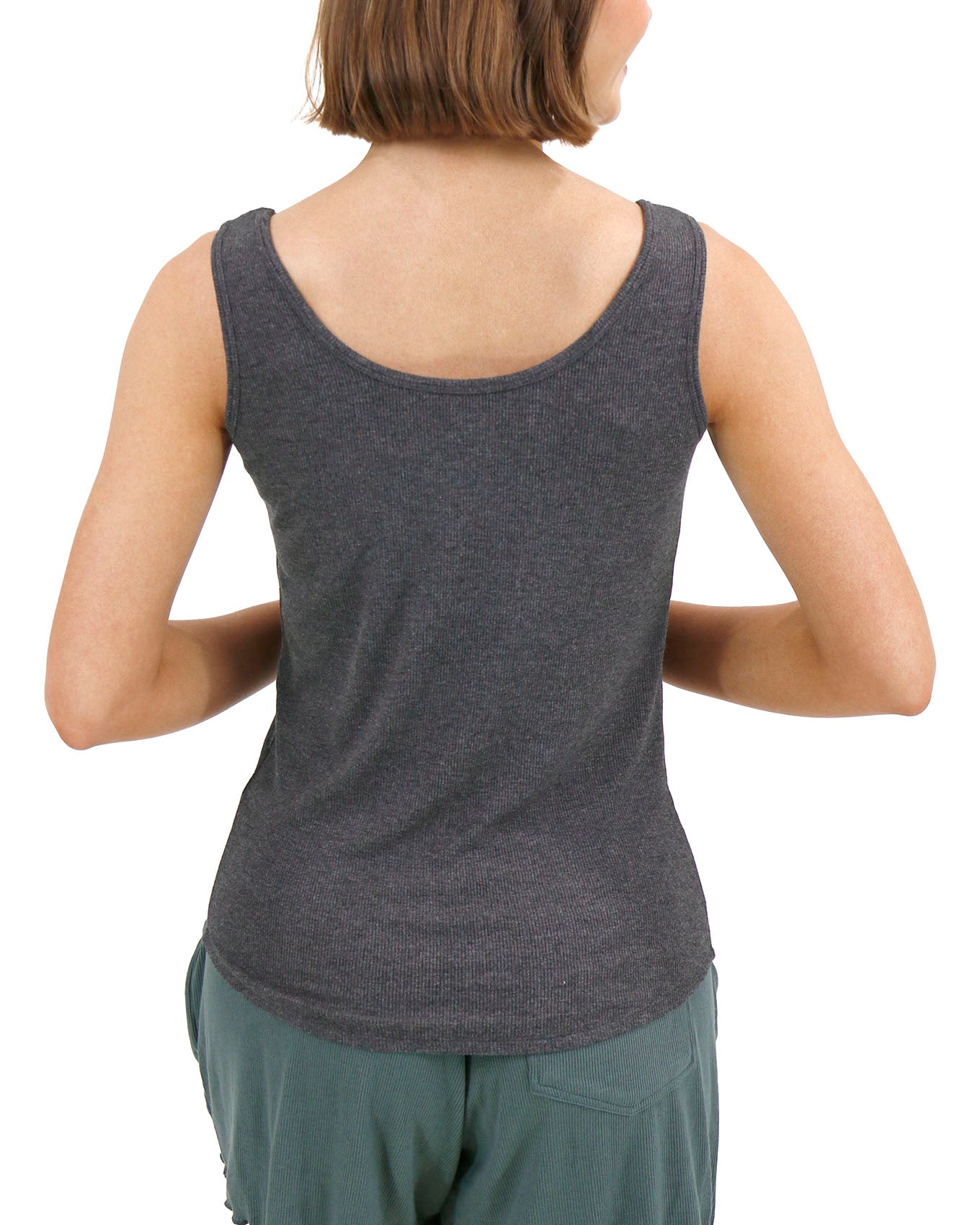 Essential Ribbed Charcoal Fitted Tank Top