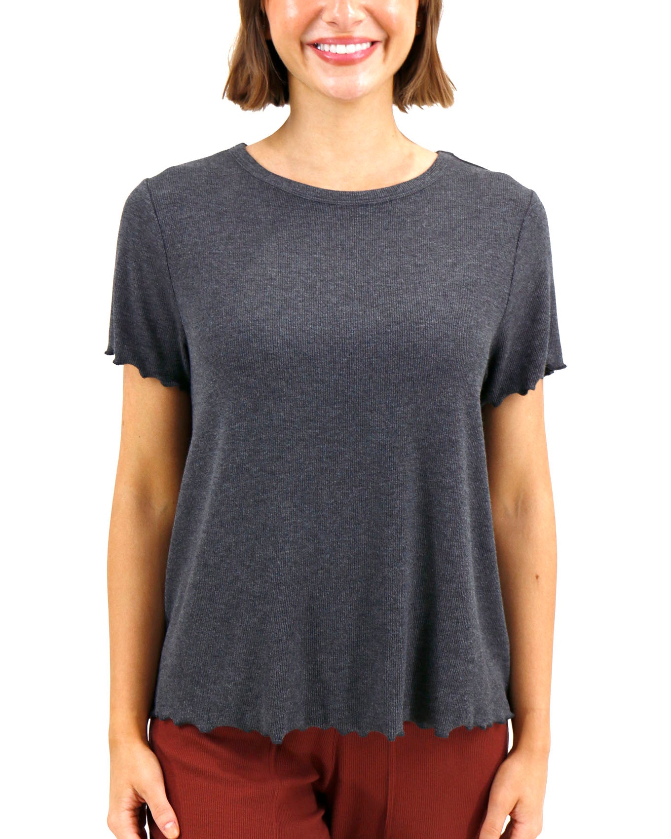 Essential Ribbed Charcoal Relaxed Fit Tee - FINAL SALE