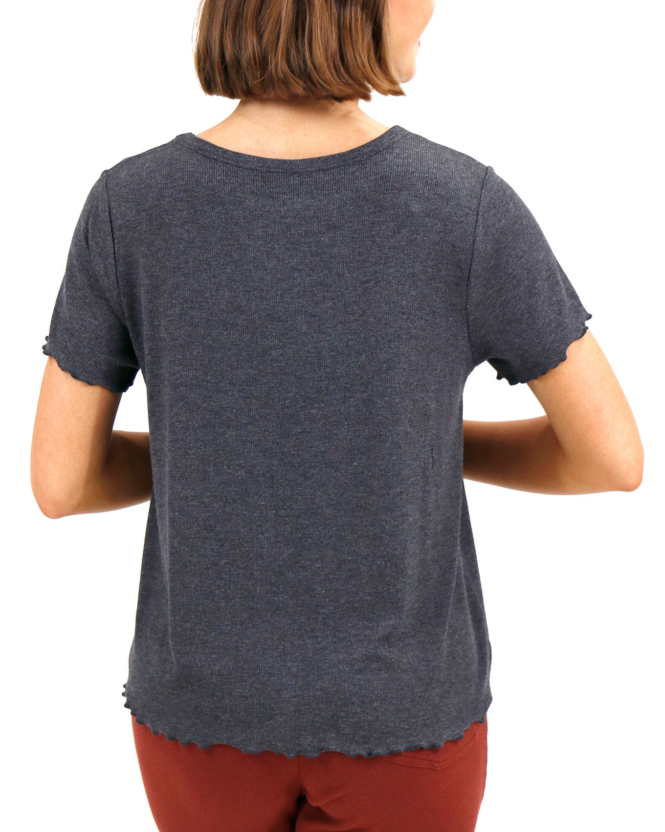 Essential Ribbed Charcoal Relaxed Fit Tee - FINAL SALE
