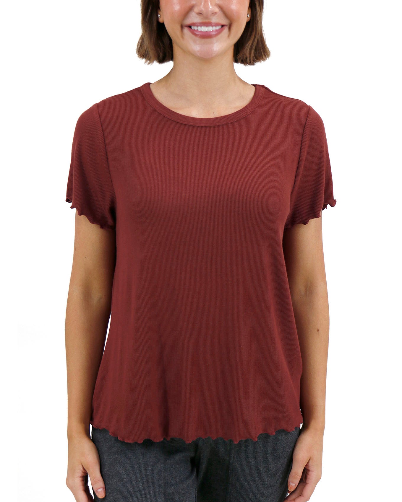 Essential Ribbed Rust Relaxed Fit Tee - FINAL SALE