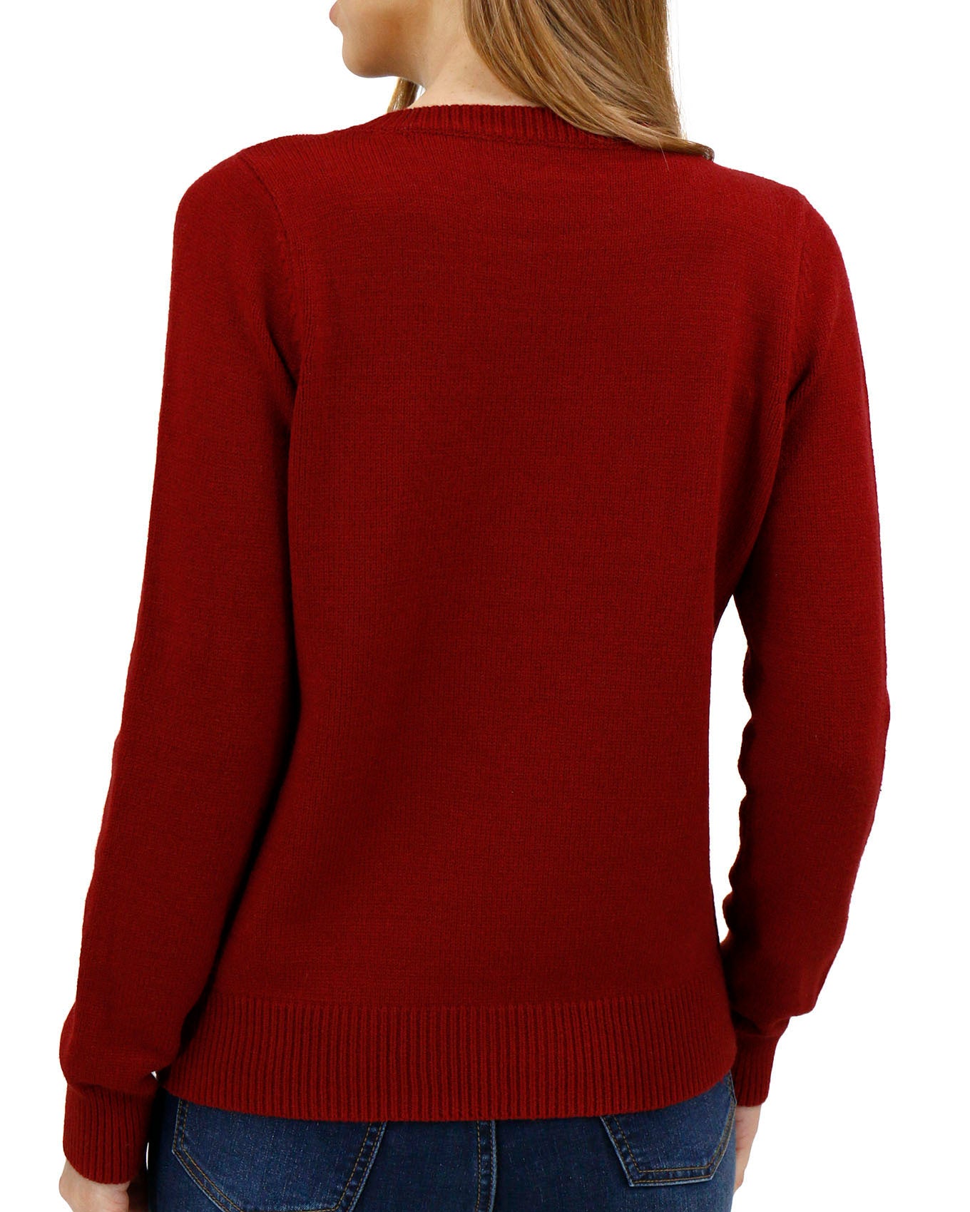 Back view stock shot of Merry Red Holiday Sweater