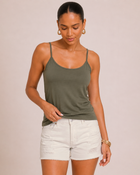 Flawless Fit Spaghetti Strap Tank in Olive