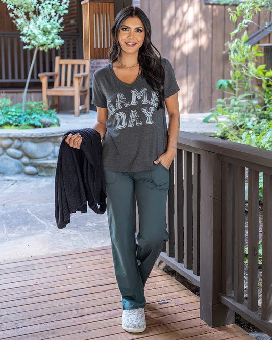 Fleece Lined Straight Leg Spruce Green Lounge Pants Green lounge pants