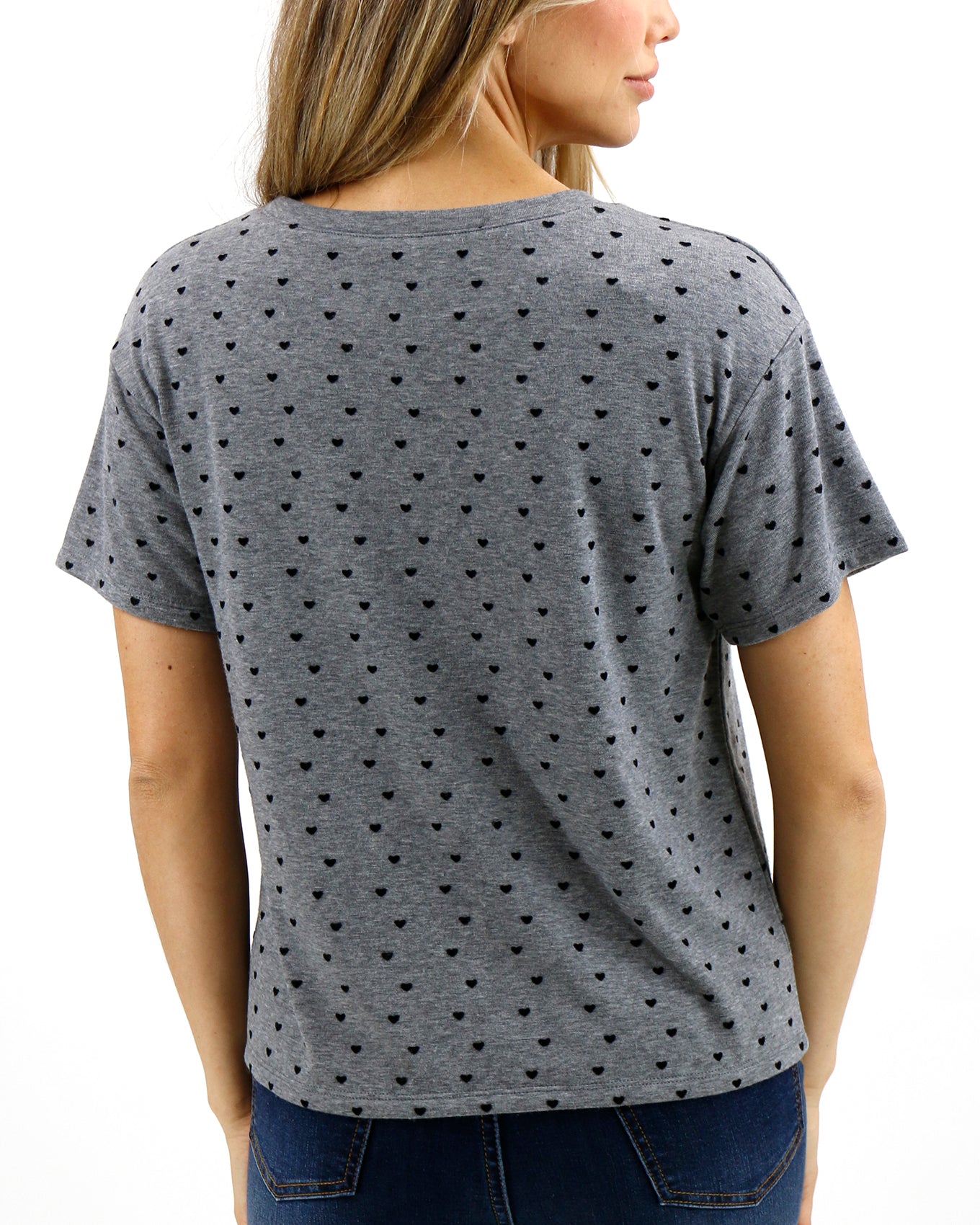 back view stock shot of mini hearts t-shirt
