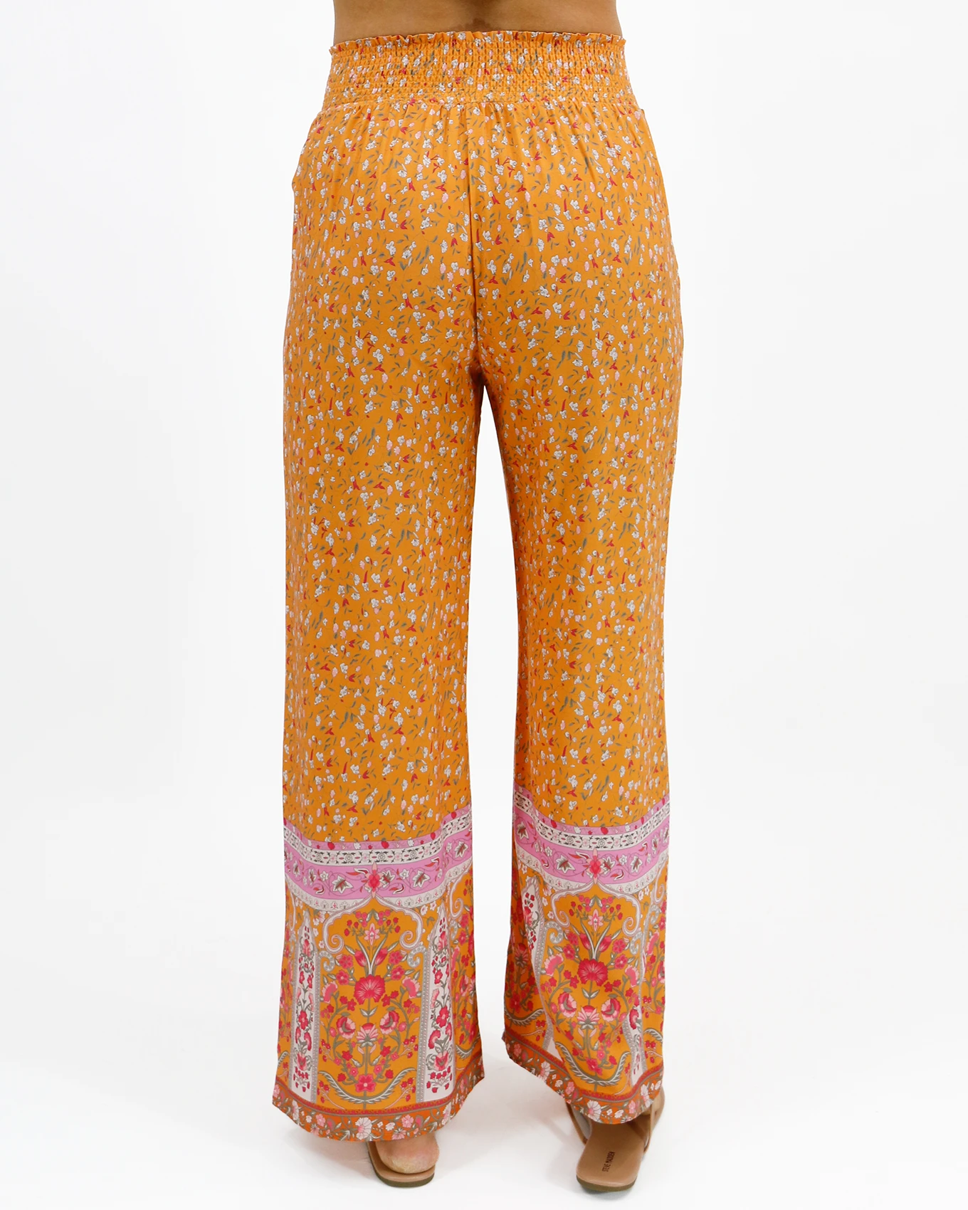 Wide leg mustard pants back view