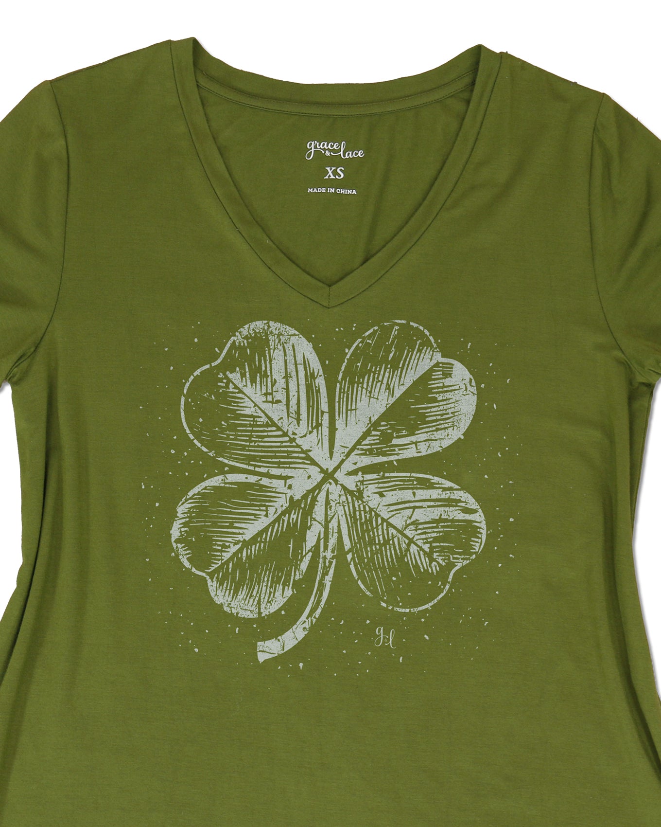 Graphic View of Four Leaf Clover VIP Favorite Perfect V-Neck Graphic Tee