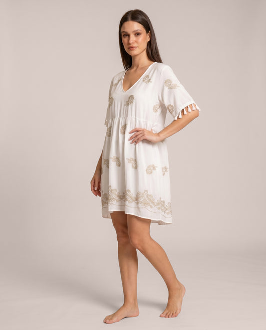 Boho Vibes Paisley Cover-Up Dress Boho Vibes Paisley Cover-Up Dress on model front view
