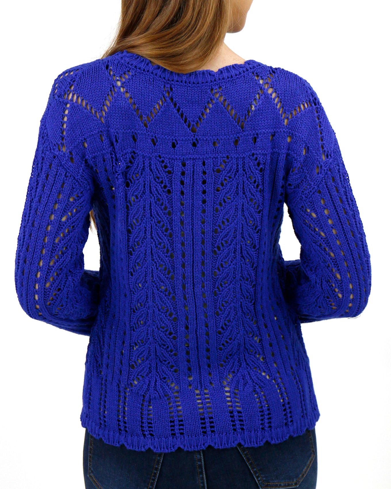 back view stock shot of pointelle sweater