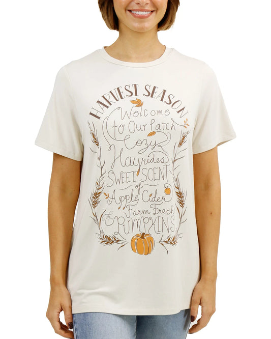 Girlfriend Fit Graphic Tee - Harvest Season cream graphic tee