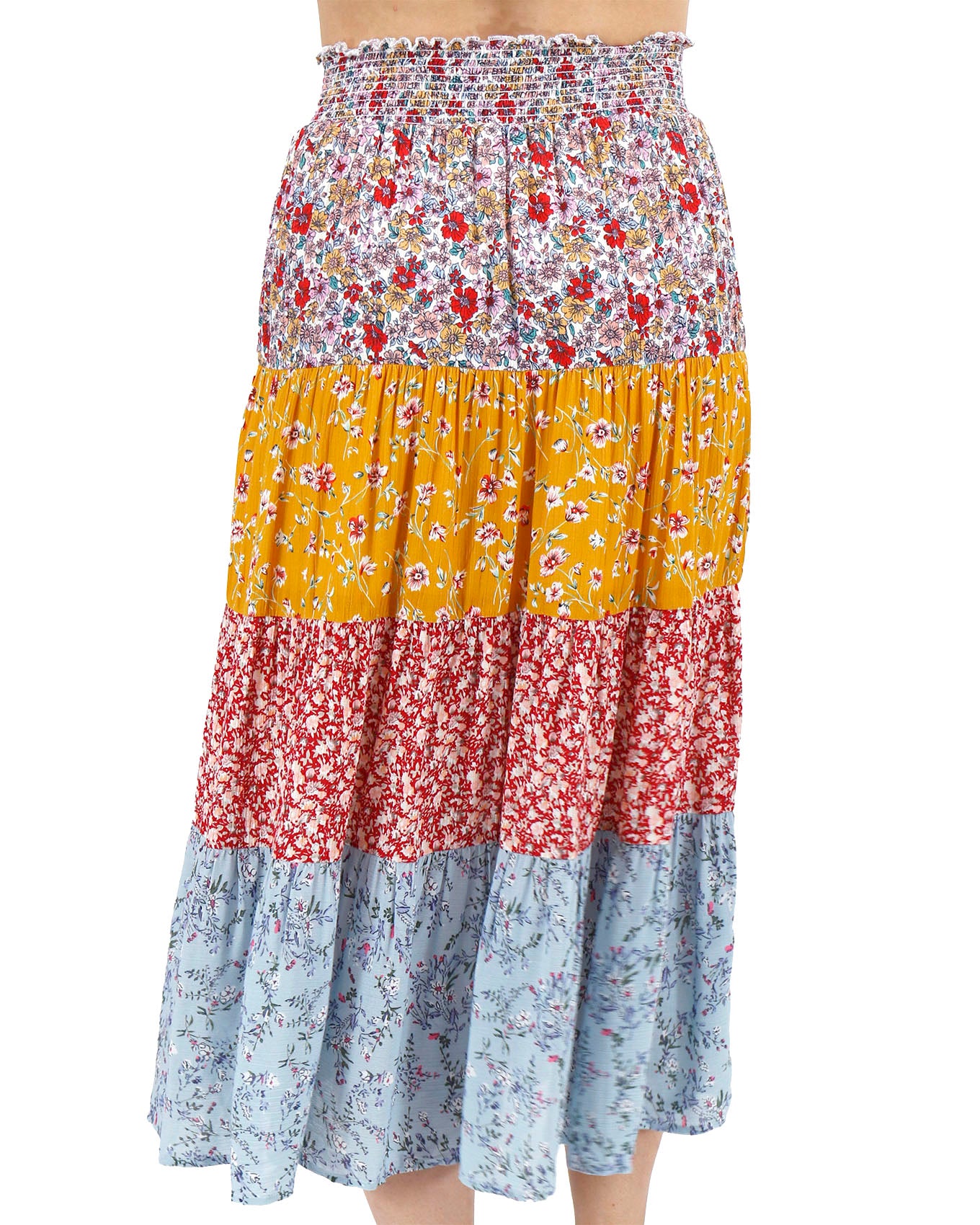 Back stock shot of Floral Patchwork Go-To Tiered Skirt