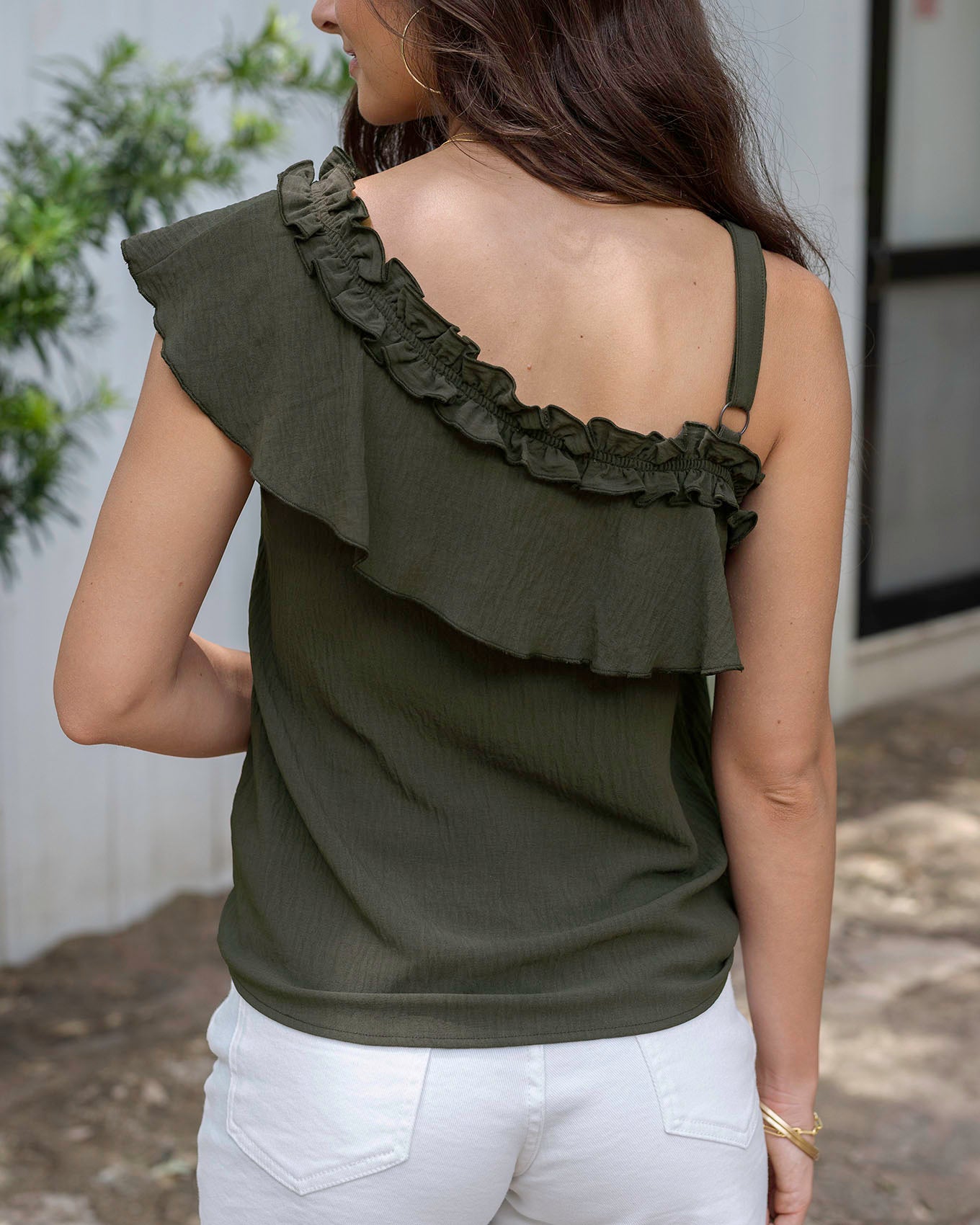 Ruffle one shoulder top
