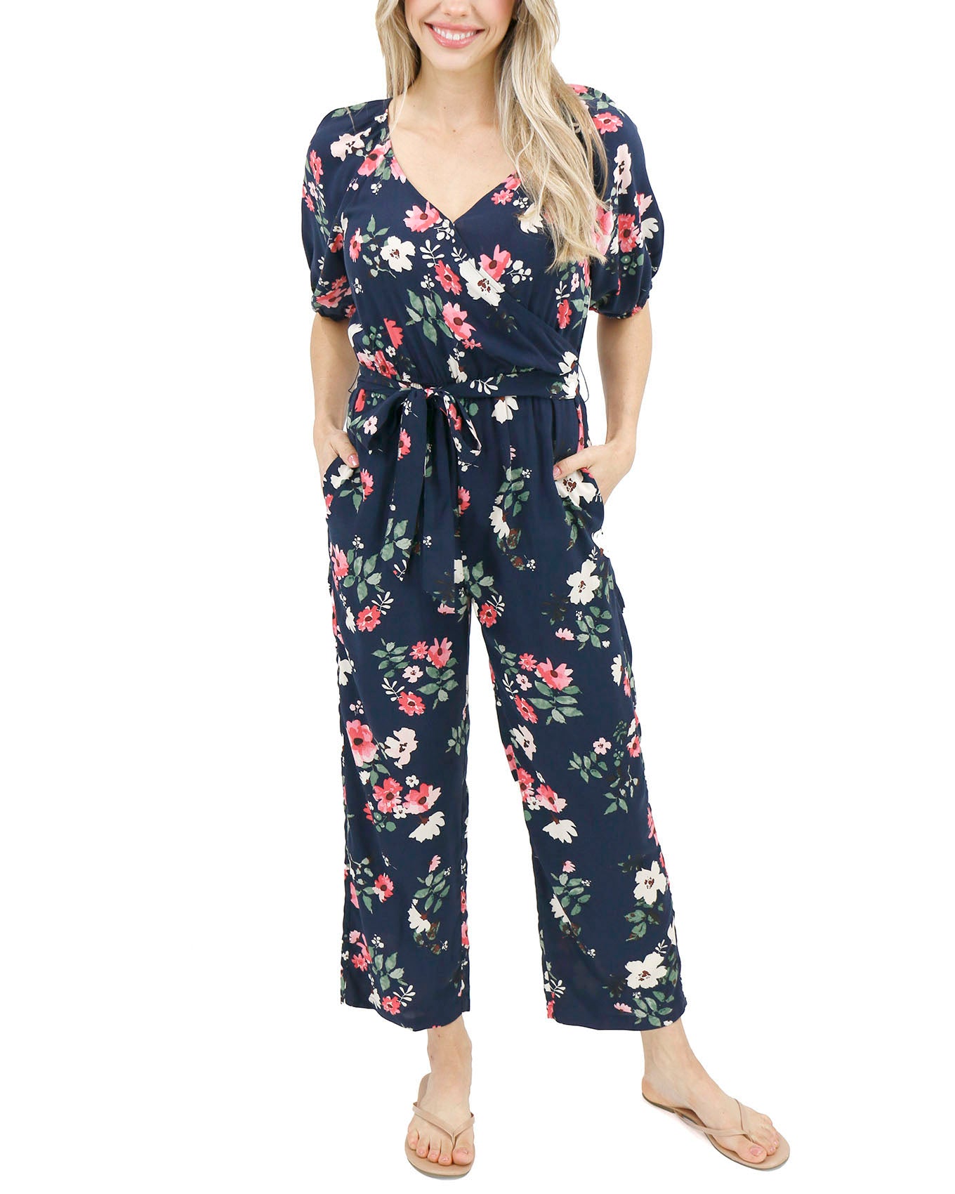 Front stock shot of Hello Spring Floral Jumpsuit