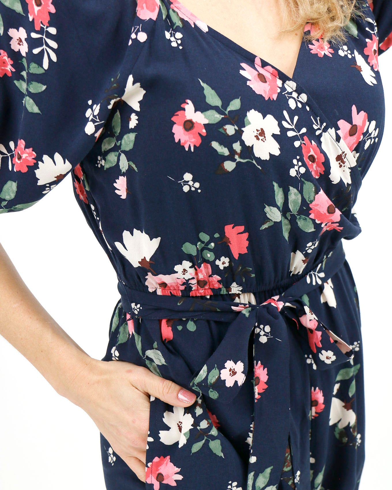 Detail view of Hello Spring Floral Jumpsuit