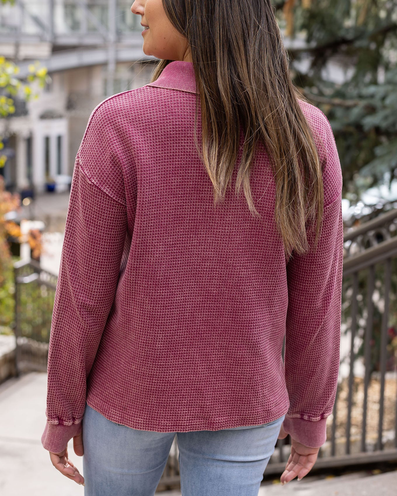 back view of thermal pullover