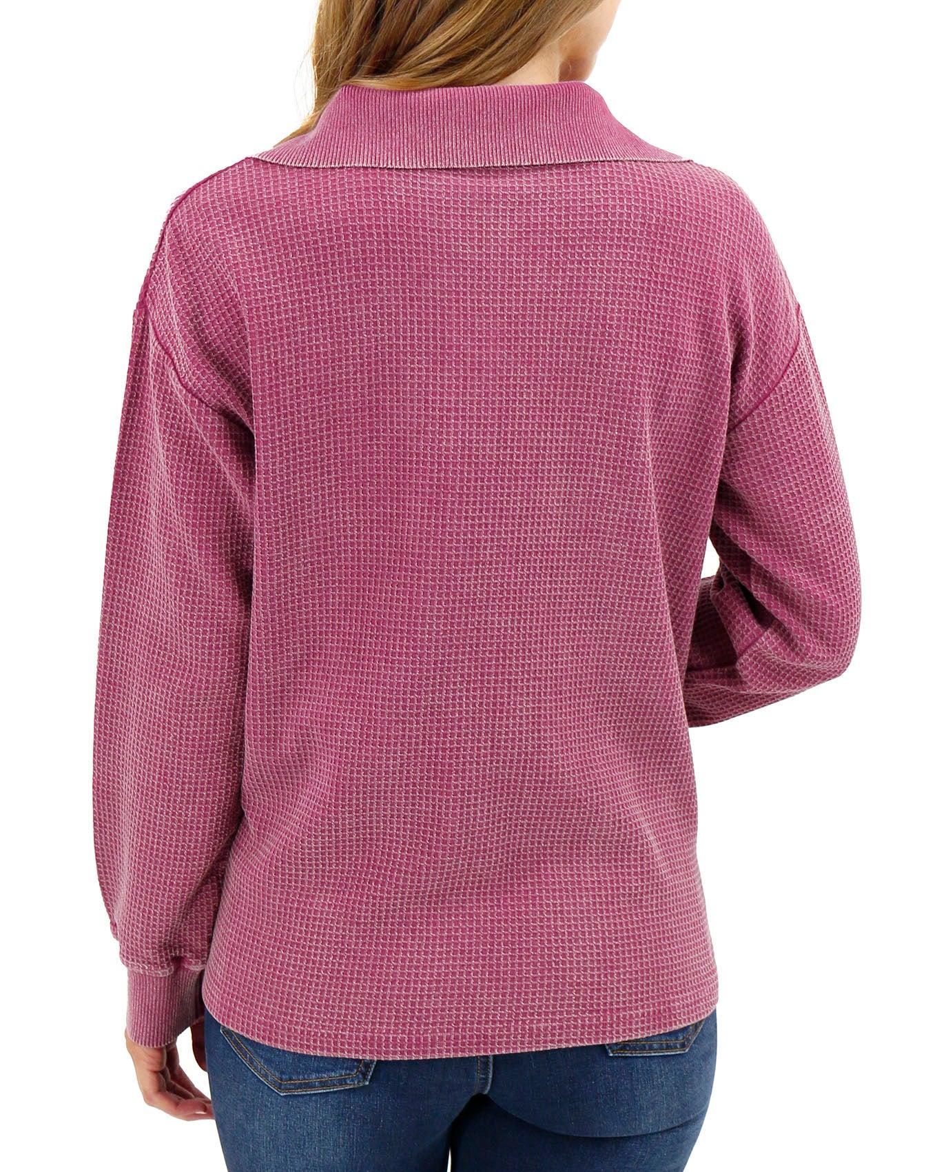 back view stock shot of thermal pullover