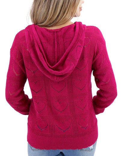 back view stock shot of heart pointelle sweater
