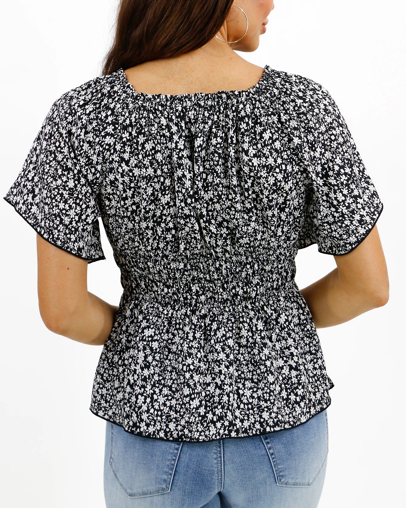 Josie smocked top in black