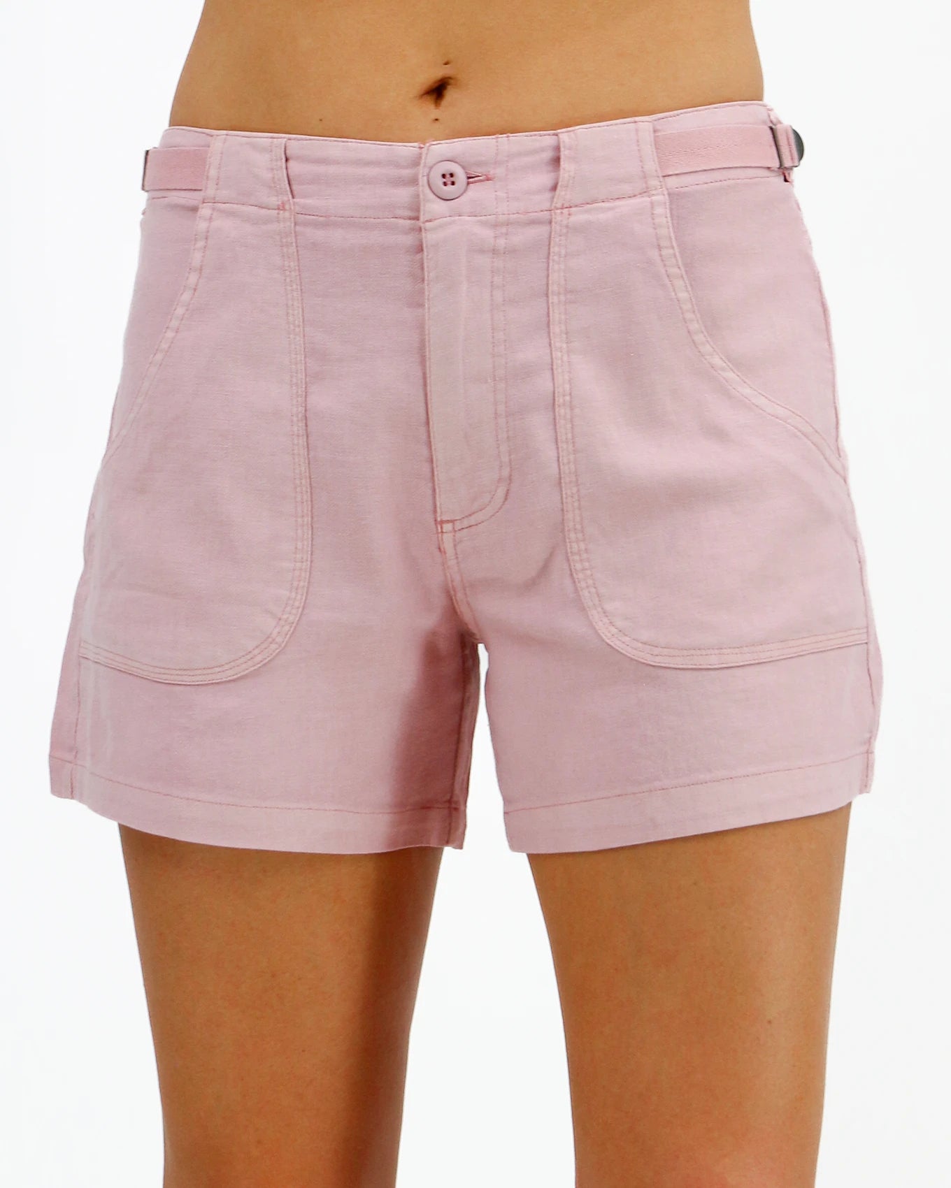 Relaxed fit linen shorts in pink