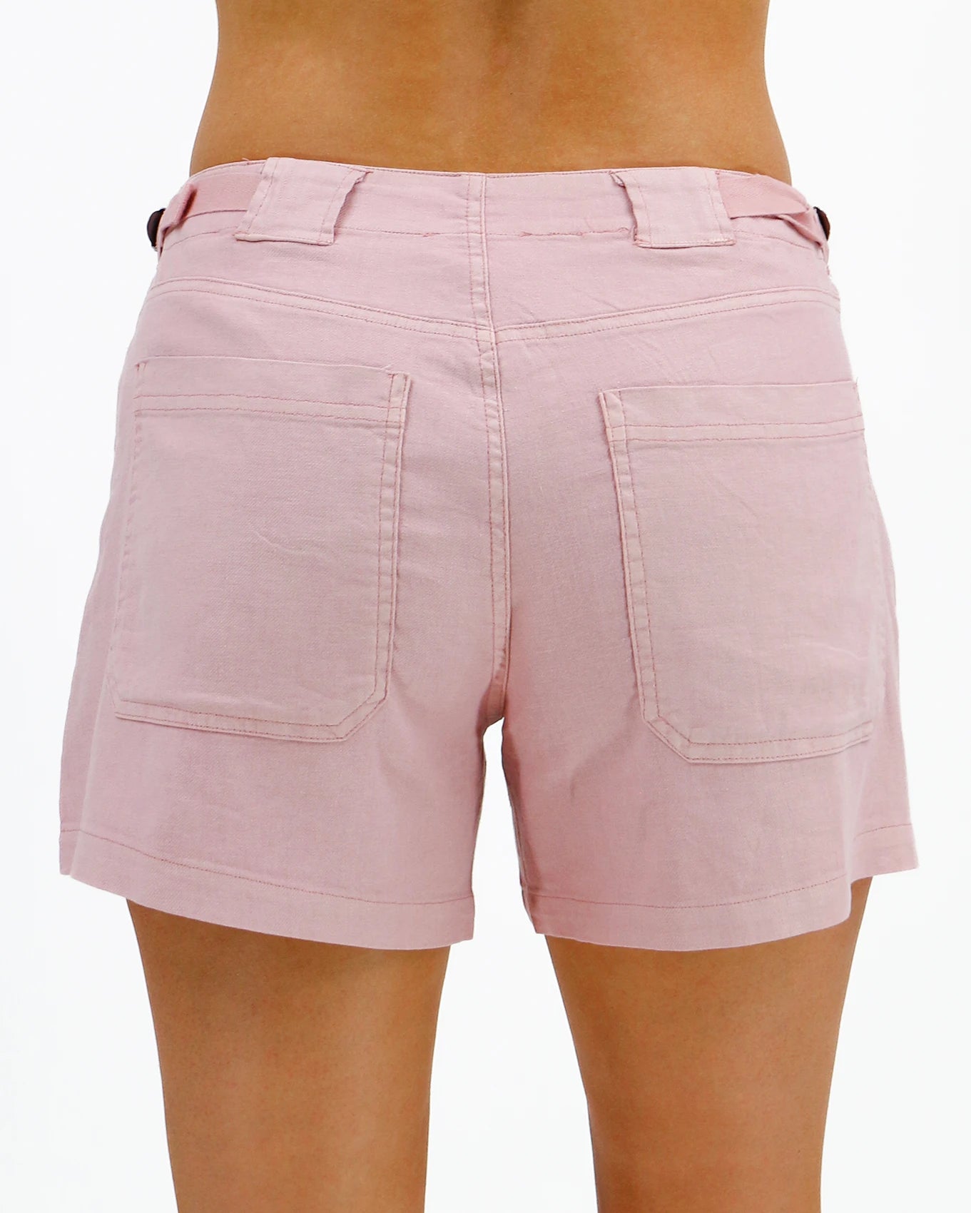 Back view linen shorts in pink