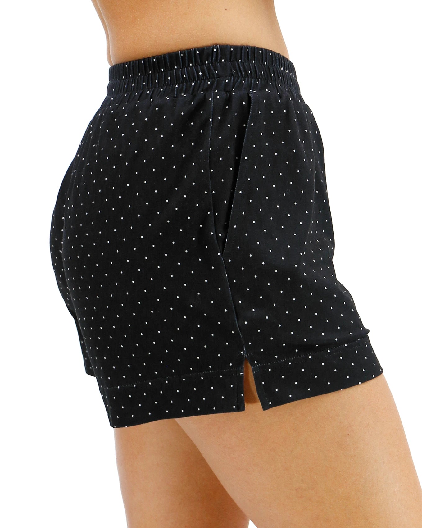 Live-In Short Sleeve Pajama Set in Black Dot Print