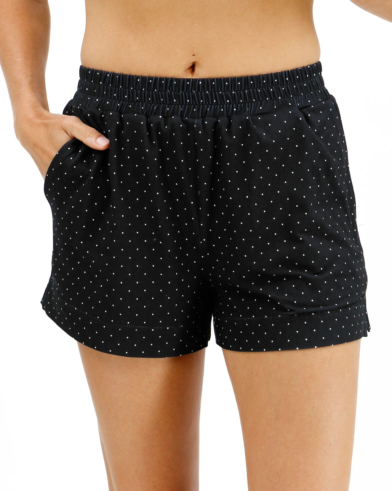 Live-In Short Sleeve Pajama Set in Black Dot Print
