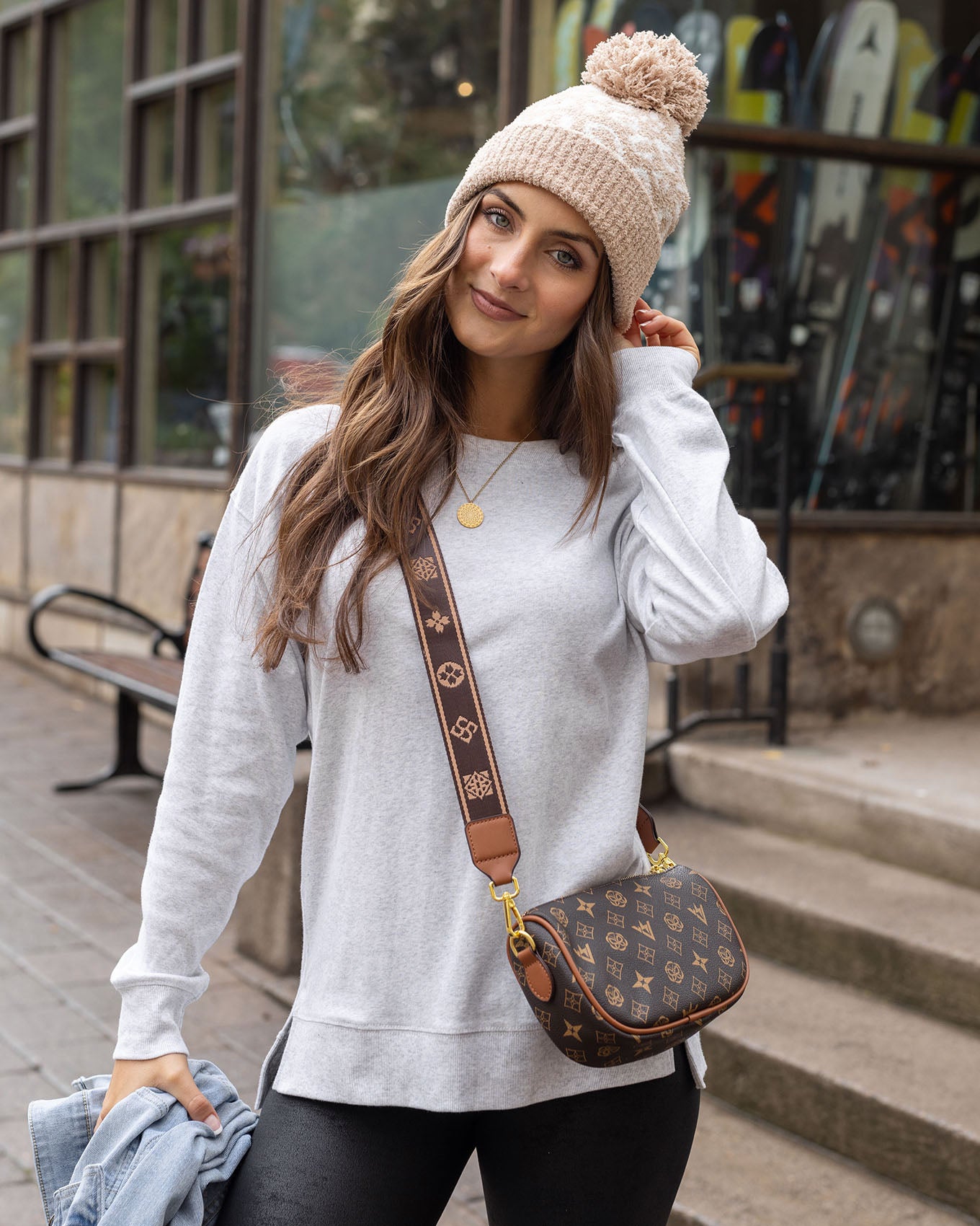styled view of grey long sleeve tee