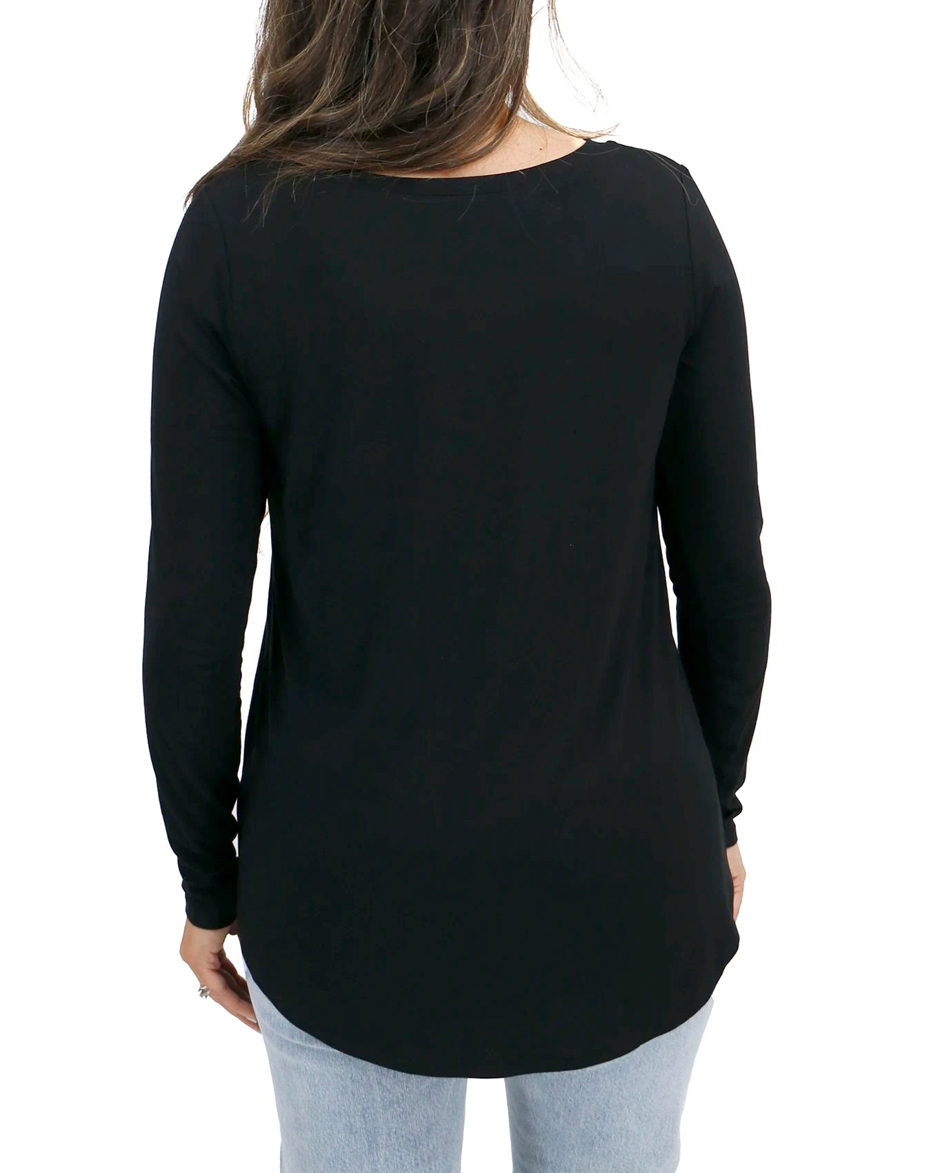 Long Sleeve Perfect Pocket Tee in Black