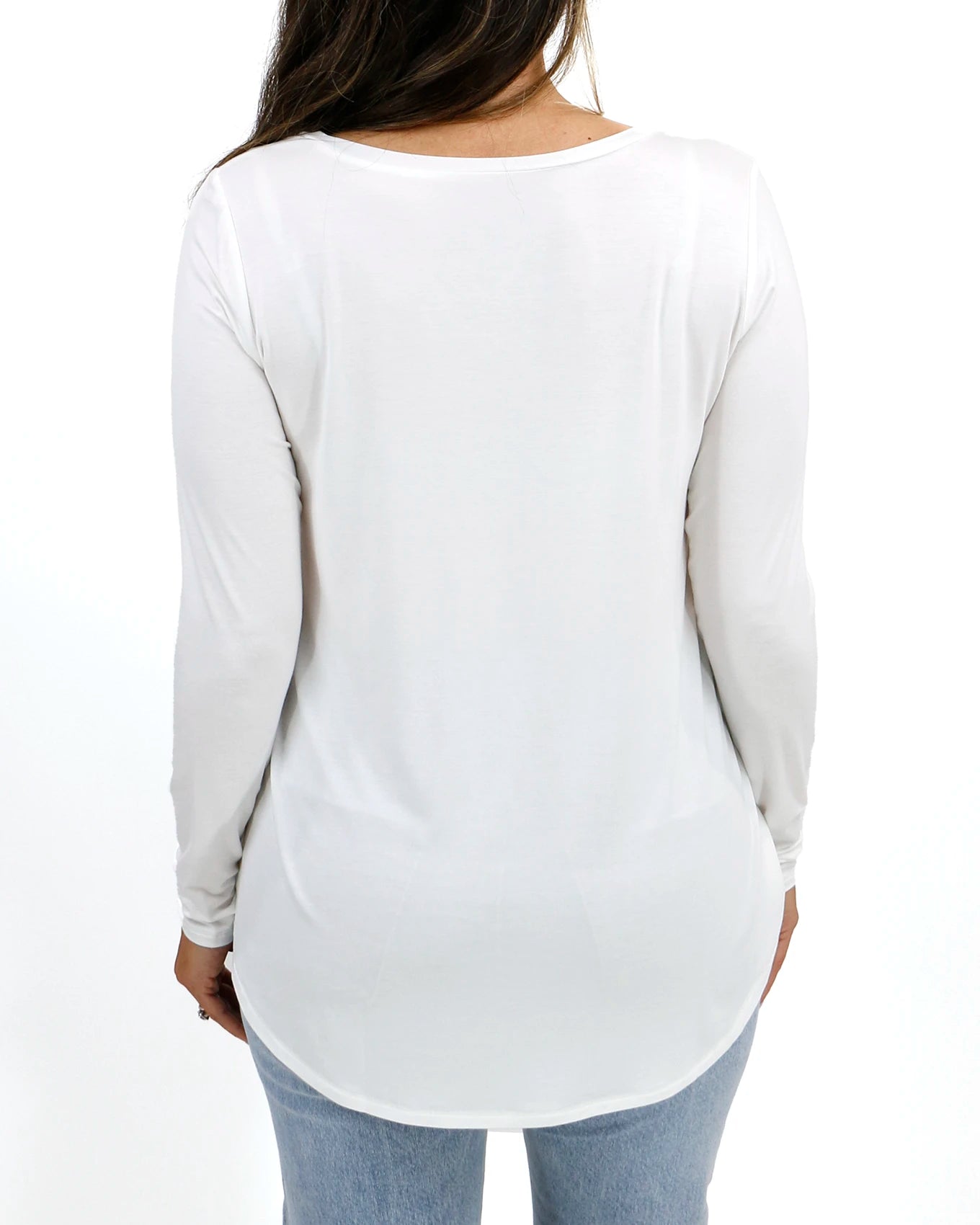 Long Sleeve Perfect Pocket Tee in Ivory