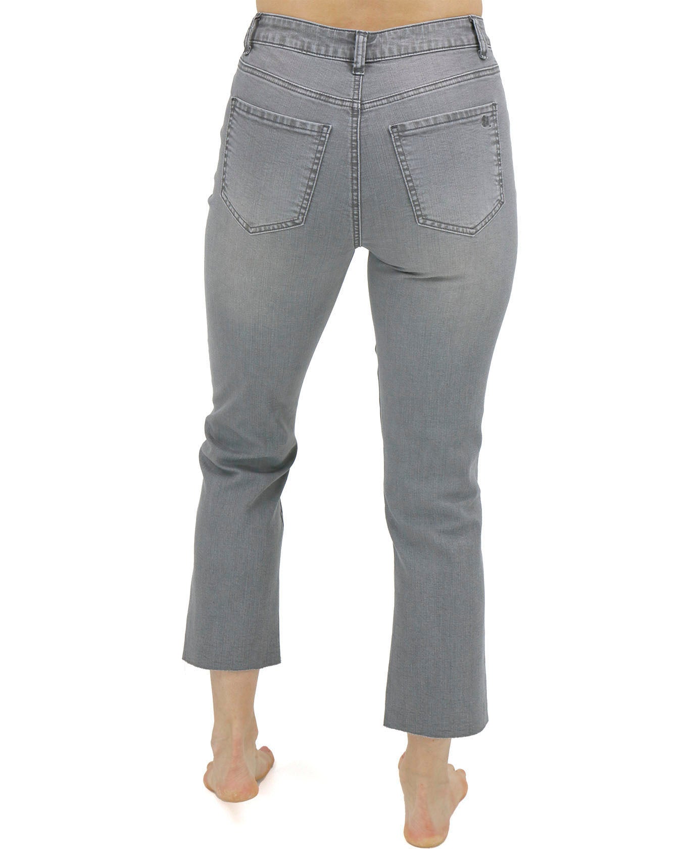 Back stock shot of Gray Mel’s Fave Distressed Cropped Straight Leg Colored Denim