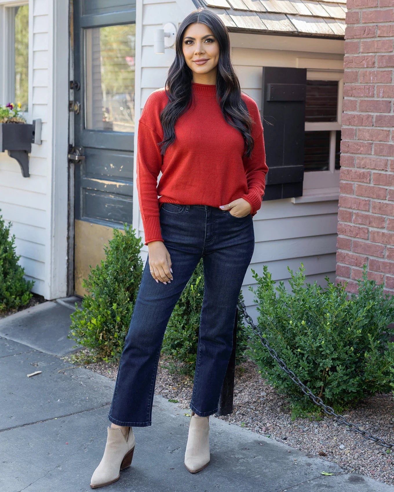 Mel's Fave Non Distressed Straight Leg Cropped Denim in Dark Denim - FINAL SALE