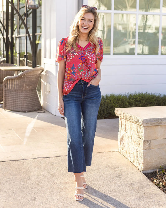 Mixed Print Floral Top in Mixed Floral Floral blouse